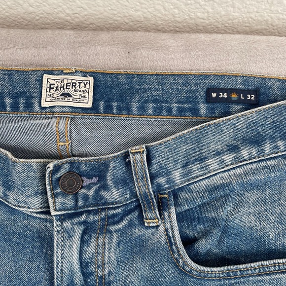 Faherty Blue Slim Straight Jeans Size 34 - would fit 35/36 - Picture 2 of 12